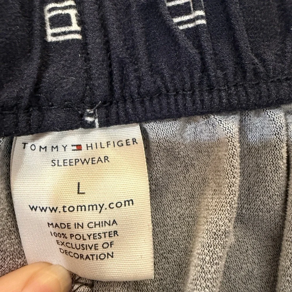 Tommy Hilfiger Sleepwear Lounge Pajama Pants Men's L Navy Logo Print Drawstring